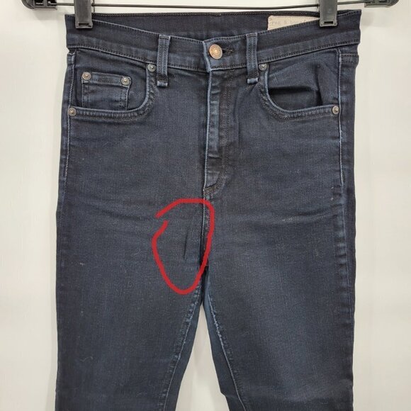 Rag & Bone Women Black Justine 10" High Rise Skinny Frayed Hem Jeans Size 26 - Picture 4 of 14